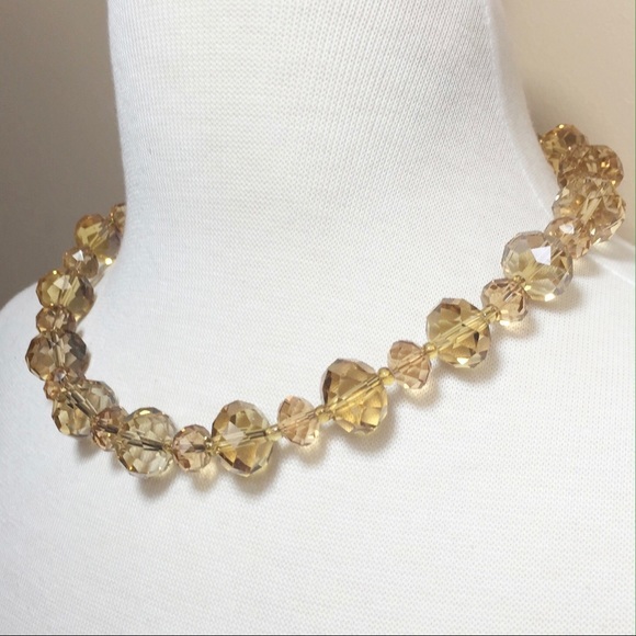 Chunky Colorado Topaz Glass Necklace Earrings Set - Picture 3 of 3